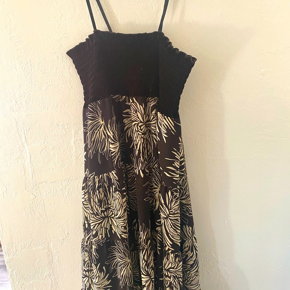 Vintage For The Republic Brown Midi Dress w/ Floral Print